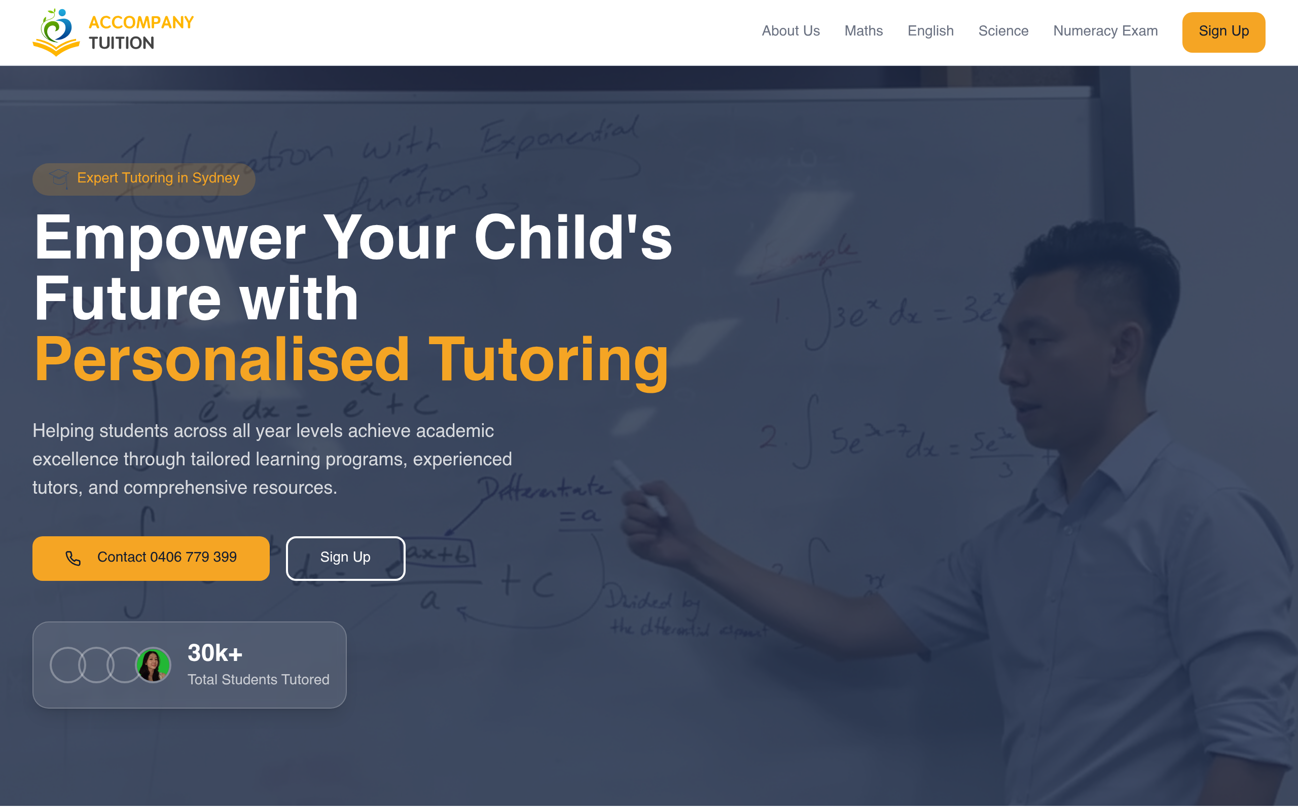 Accompany Tuition website screenshot — Tutoring Services by Locally