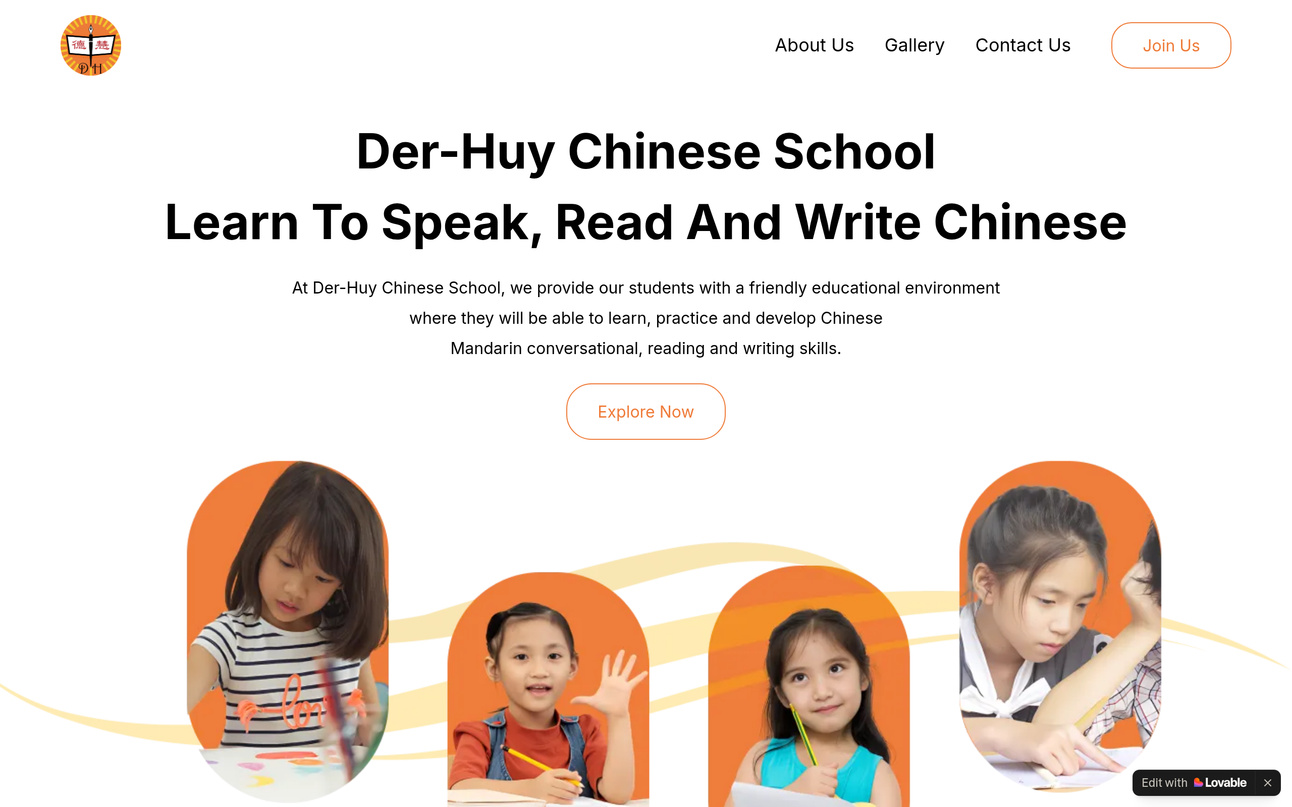 Der Huy Chinese School website screenshot — Language Education by Locally