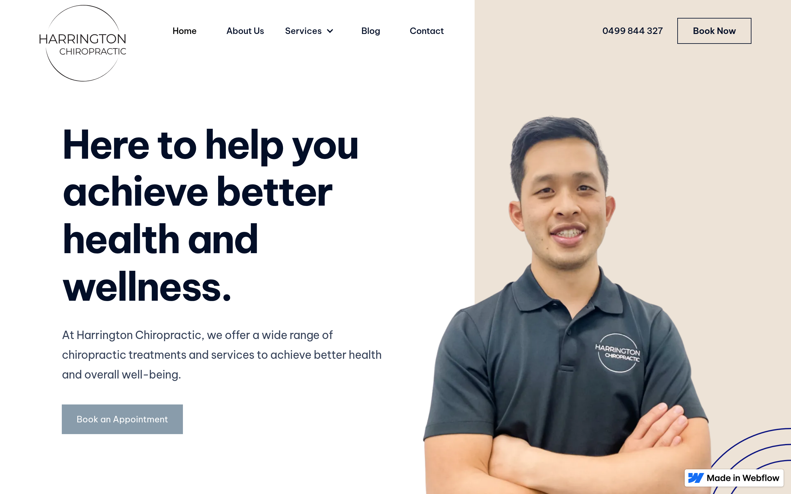 Harrington Chiropractic website screenshot — Chiropractic & Wellness
