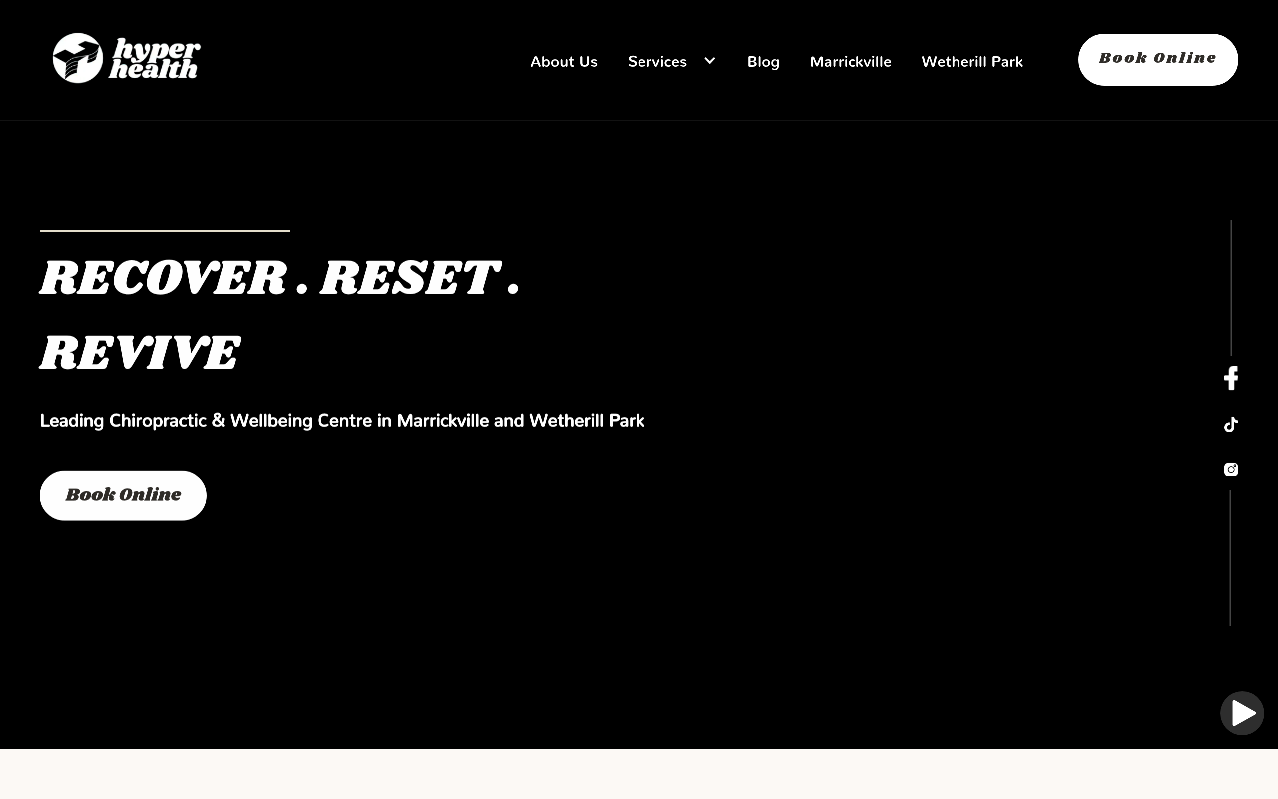 Hyperhealth website screenshot — Chiropractic & Wellbeing by Locally