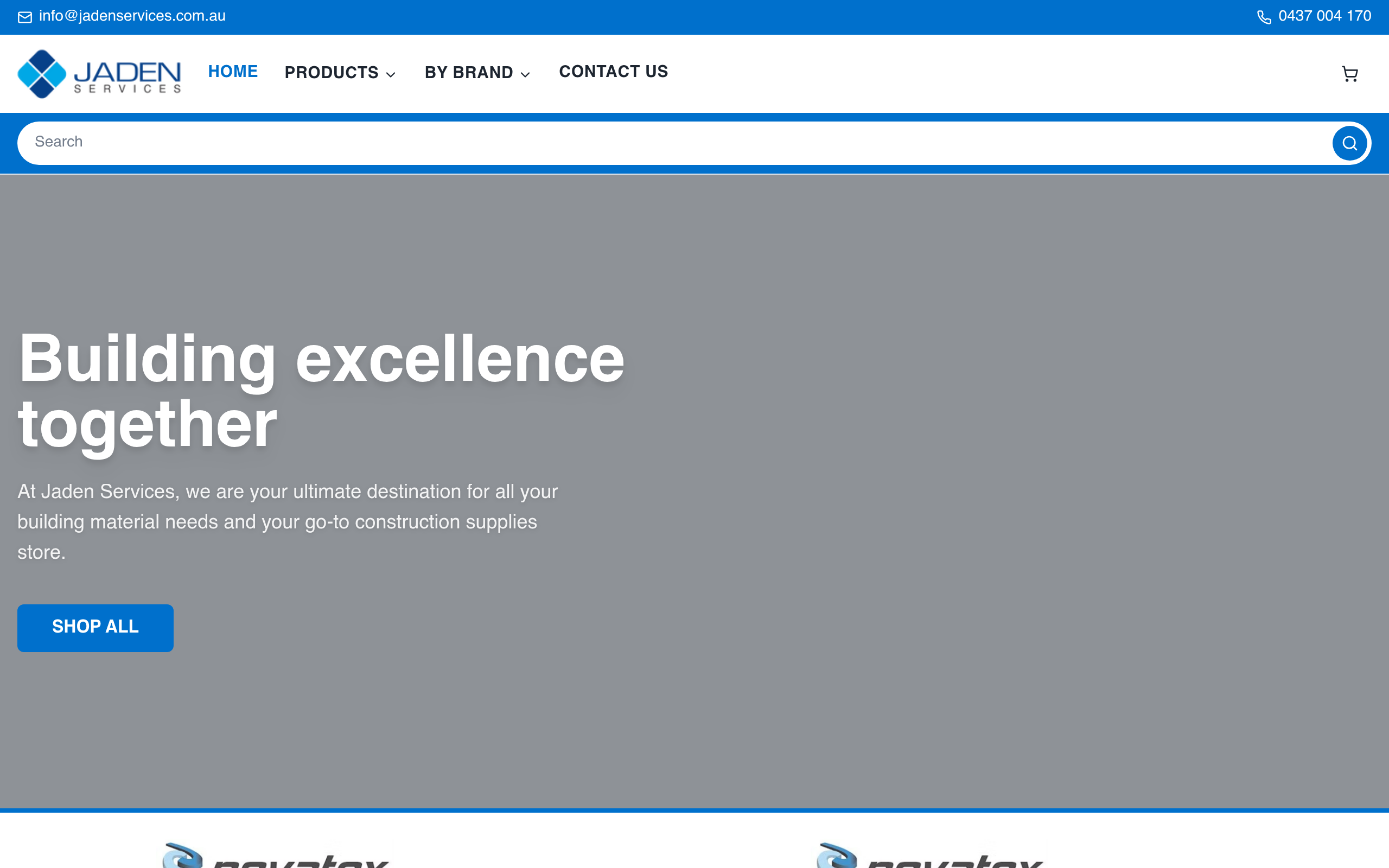 Jaden Services website screenshot — Building Supplies